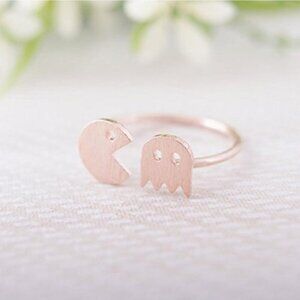 Pac Man Ring Ghost‎ Retro Vintage Style 80s Rose Gold Silver